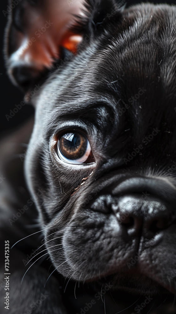 Black French bulldog portrait. Wallpaper.