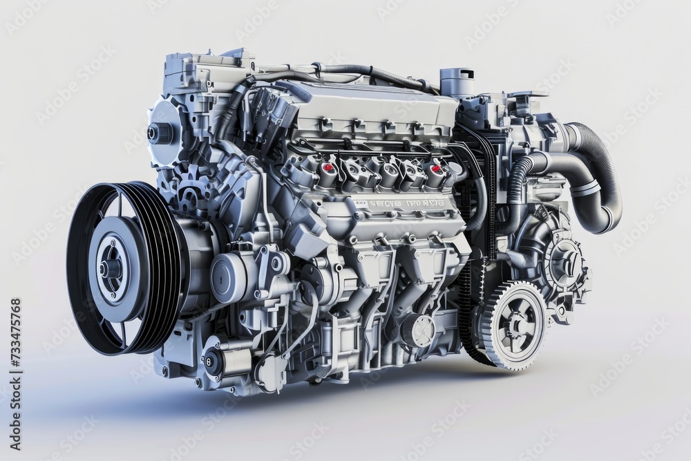 Modern car engine isolated on white background. Modern car engine isolated on white background.