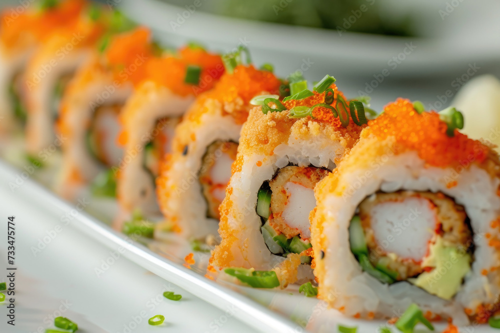Delicious Sushi Roll Creation, street food and haute cuisine Delicious Sushi Roll Creation, street food and haute cuisine