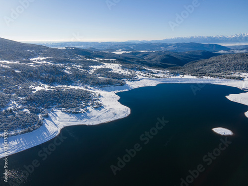 Winter view of Rila mountain around Belmeken Dam, Bulgaria