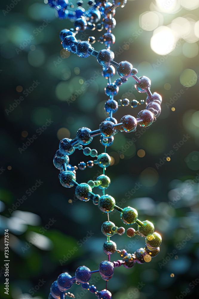 a graphical representation of a DNA chain, scientific visualization. a graphical representation of a DNA chain, scientific visualization.