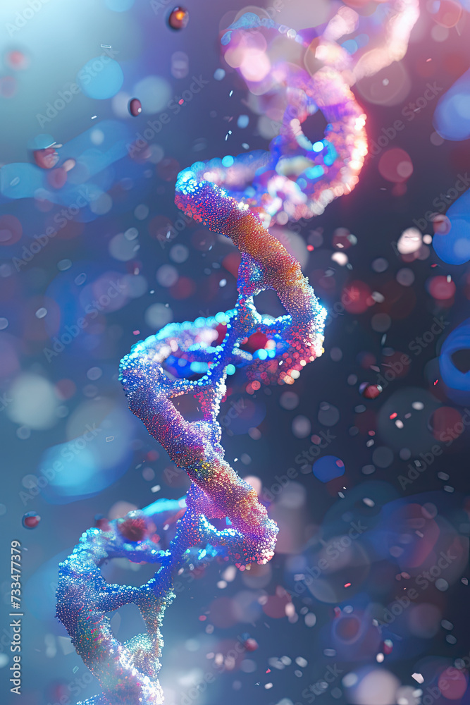 a graphical representation of a DNA chain, scientific visualization.