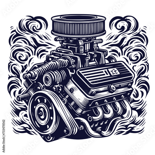 background with engine ilustration