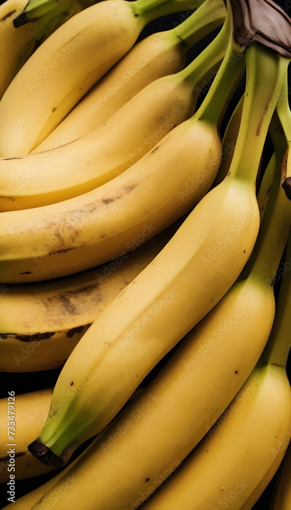 A close-up view of a group of ripe, vivid Banana with a deep, textured detail.