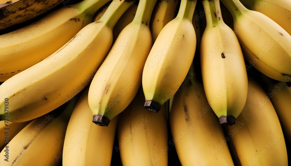 A close-up view of a group of ripe, vivid Banana with a deep, textured detail. A close-up view of a group of ripe, vivid Banana with a deep, textured detail.