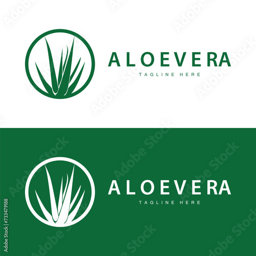 aloe vera logo cosmetic design simple green plant health symbol vector illustration