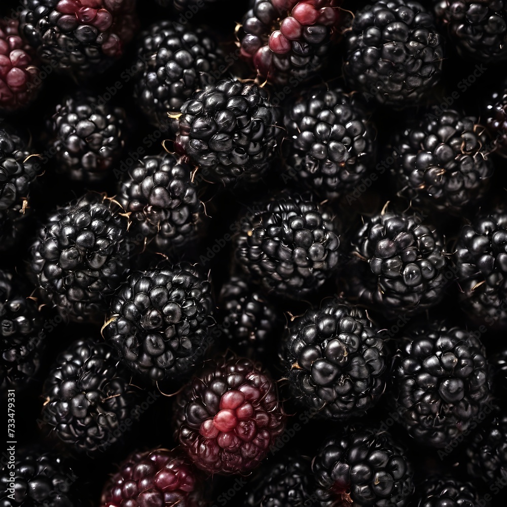 A close-up view of a group of ripe, vivid Blackberry with a deep, textured detail. A close-up view of a group of ripe, vivid Blackberry with a deep, textured detail.