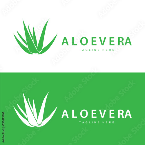aloe vera logo cosmetic design simple green plant health symbol vector illustration