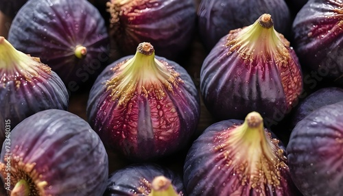 A close-up view of a group of ripe, vivid Fig with a deep, textured detail.
