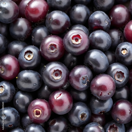An up-close look at a cluster of ripe, vibrant huckleberries with intricate details