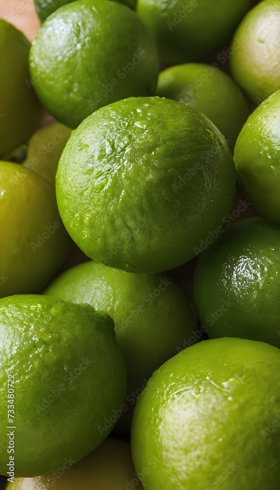 An up-close look at some ripe, vibrant Key limes with intricate, textured details An up-close look at some ripe, vibrant Key limes with intricate, textured details