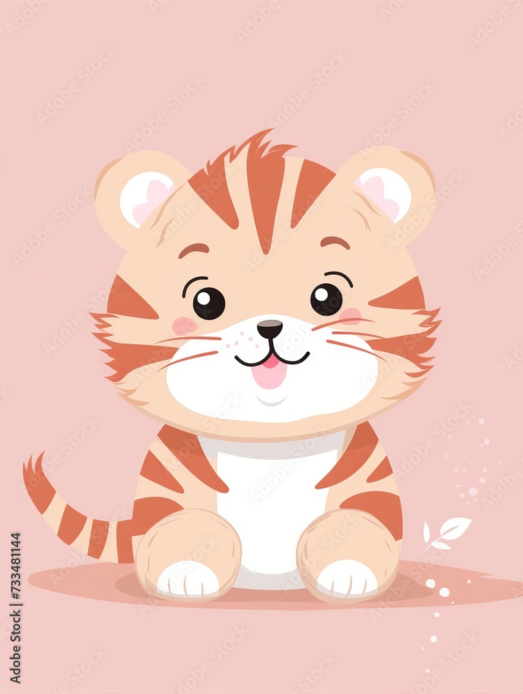 Joyful Tiger Cub: Pastel Nursery Art

