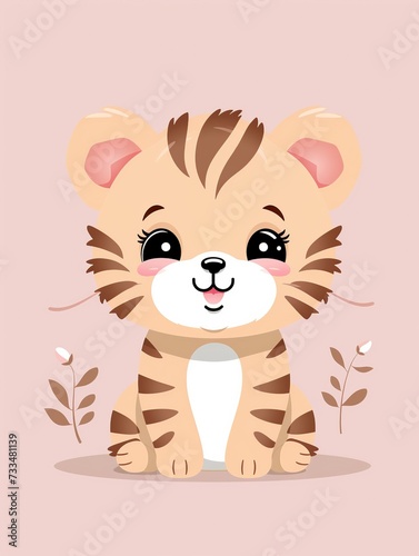 Joyful Tiger Cub  Pastel Nursery Art  