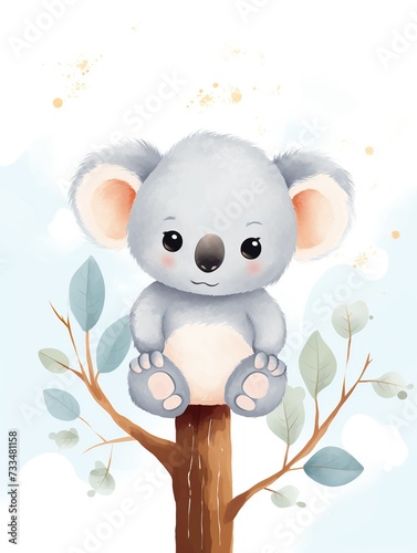 Soft Pastel Koala: Minimalist Nursery Art