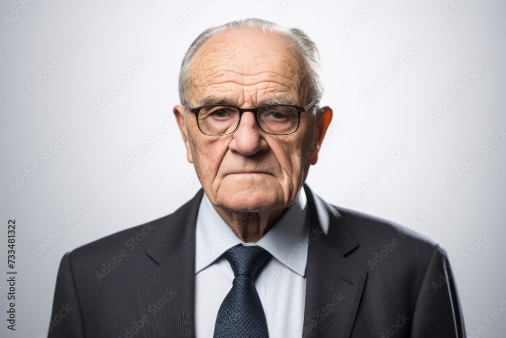 Portrait of an old man in a suit and glasses. Studio shot. Portrait of an old man in a suit and glasses. Studio shot.