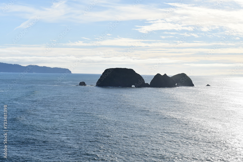 Oregon coastline rock islands.