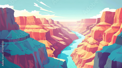 Grand canyon national park in minimal colorful flat vector art style illustration.
