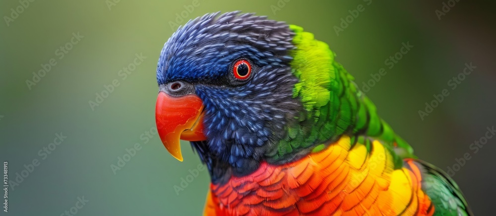 Vibrant Close-Up Rainbow Lorikeet: A Stunning Close-Up of a Rainbow Lorikeet in all its Colorful Glory