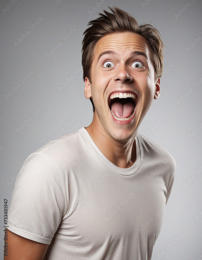 very excited happy and surprised young man with isolated on clean background very excited happy and surprised young man with isolated on clean background