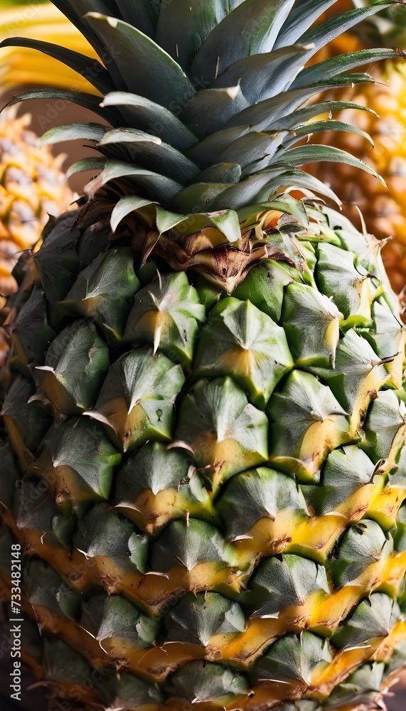 A close-up view of a group of ripe, vivid Pineapple with a deep, textured detail.