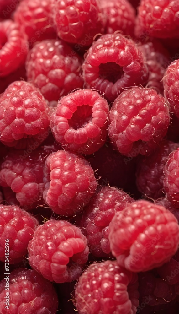 A close-up view of a group of ripe, vivid red raspberries with a deep, textured detail. A close-up view of a group of ripe, vivid red raspberries with a deep, textured detail.
