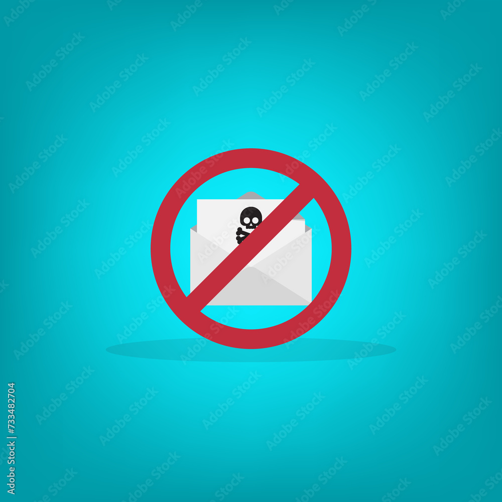 Spamming mailbox icon. Email hacking and spam warning symbol.	