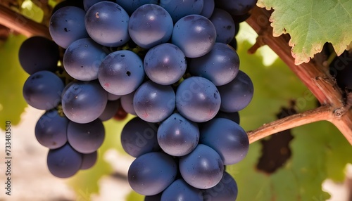 A close-up view of a group of ripe, vivid Zinfandel grape with a deep, textured detail.