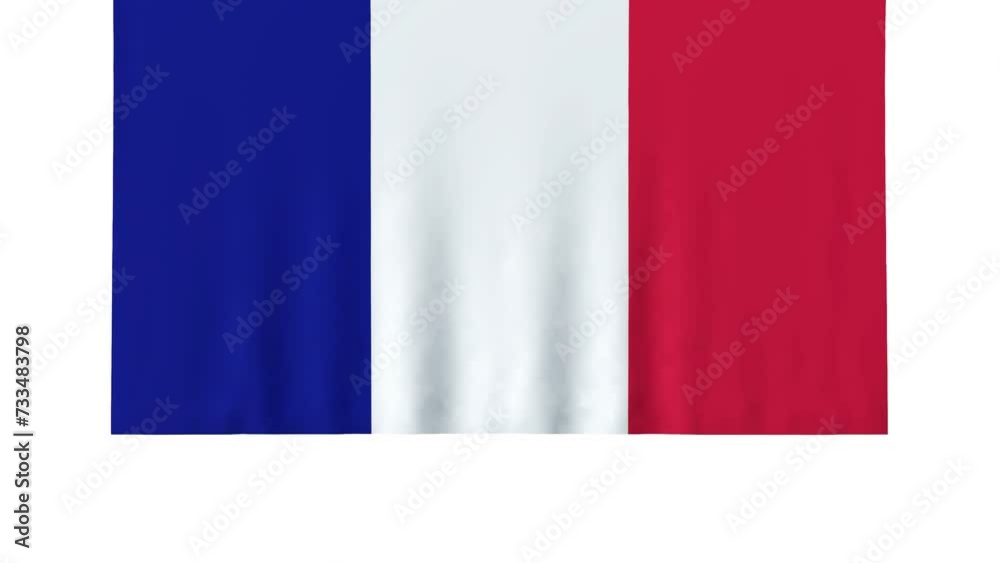 drapeau Français qui se déroule et tombe vers le bas - couche alpha séparée