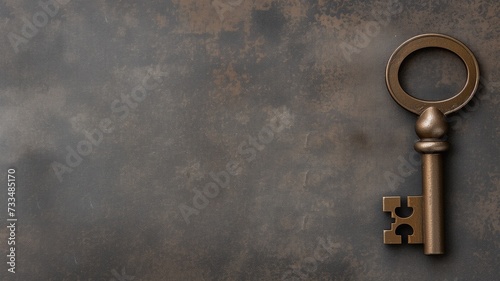 An antique key on a rustic dark background © Татьяна Макарова