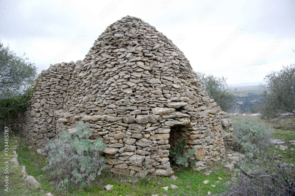 Sardinia, Italy. The Pinnetta, typical shepherd's hut  Banari, Sassari, Sardegna, Italy