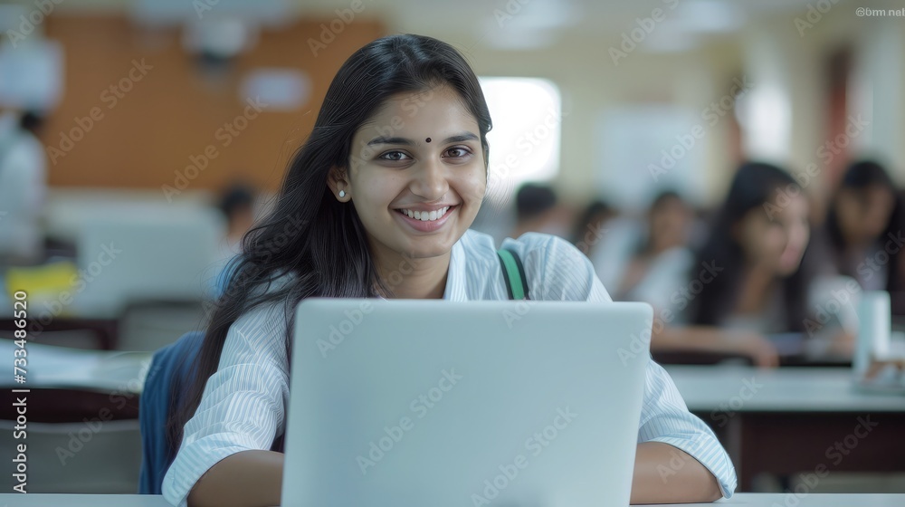 Indian woman using computer Indian woman using computer