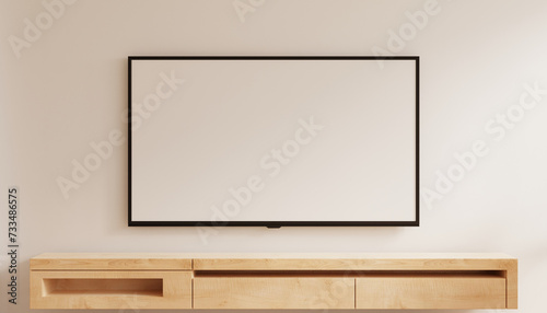 Tableau sur toile TV 4K flat screen lcd on wooden cabinet