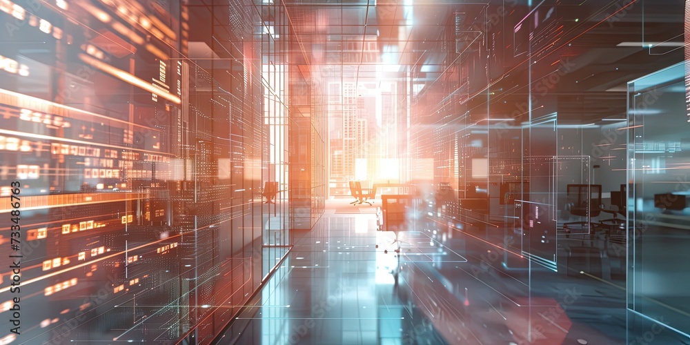 Fototapeta premium Business with digital data overlay for metaverse and virtual work concept