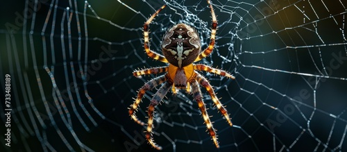 Terrifying Spider Weaving Its Scary Dark Web - A Scary Spider Spins Its Dark Web in the Deep Dark Night, Creating a Scary Dark Web of Intrigue and Fear