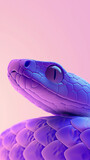 Close Up of Purple Snake on Pink Background