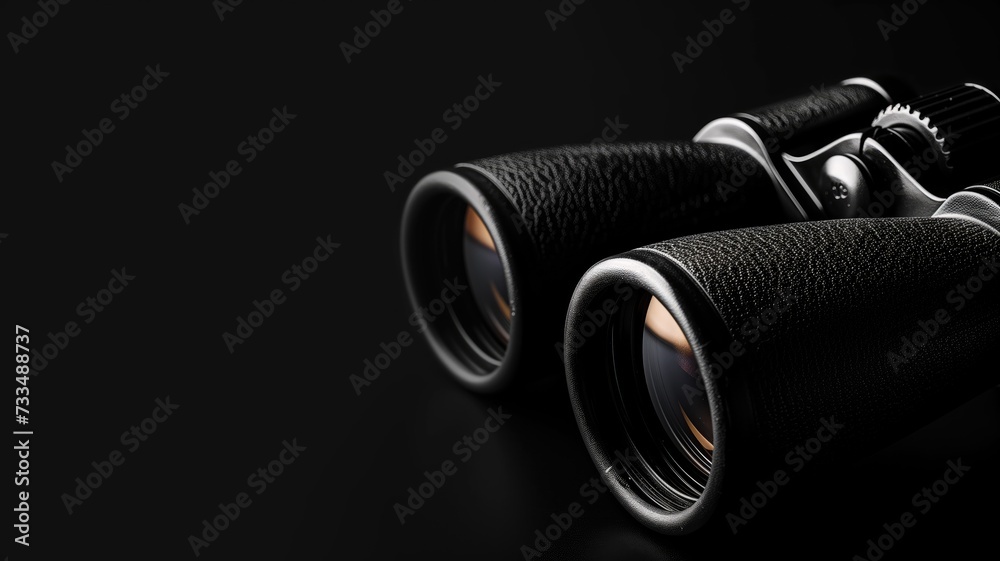 Black binoculars on a dark background Black binoculars on a dark background