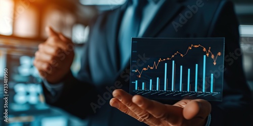 Seasoned investor holds a profit growth chart, epitomizing success in financial strategies and decision-making.
