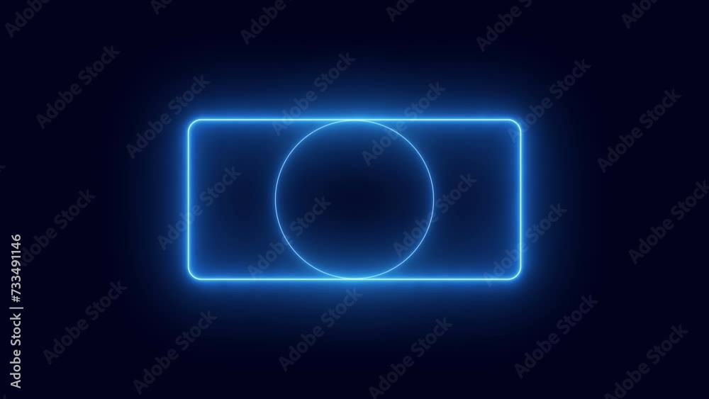Abstract Neon looped frame on a transparent background. Luminous banner animation. Neon looped frame. Abstract background with neon frame pattern LED. 4K video animation on a transparent background.