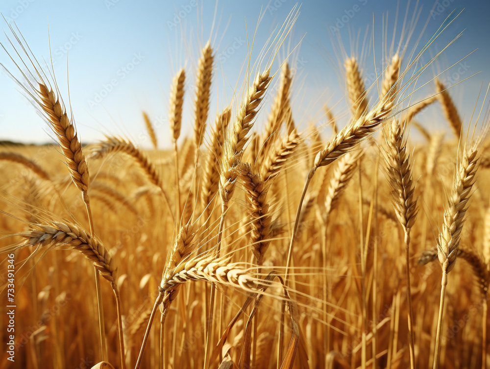 A vast golden field of mature wheat awaits its harvest, bathed in the warm sunlight. A vast golden field of mature wheat awaits its harvest, bathed in the warm sunlight.