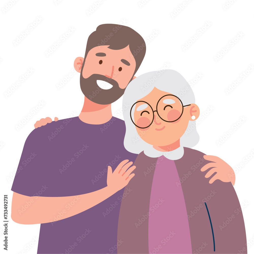 Obraz premium old mother and son