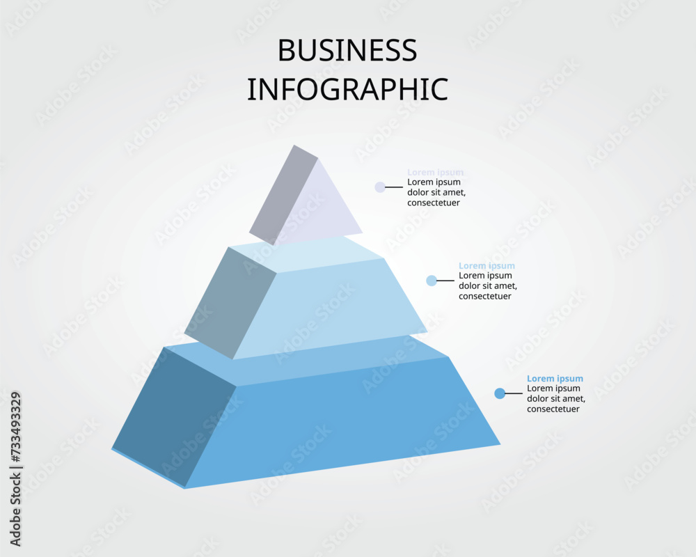 pyramid chart template for infographic for presentation for 3 element - obrazy, fototapety, plakaty 