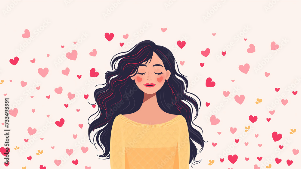 Design created with the combination of flower and heart patterns, greeting card, mother's day, women's day, love Design created with the combination of flower and heart patterns, greeting card, mother's day, women's day, love