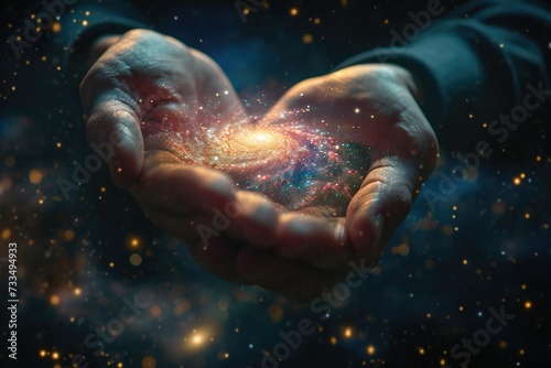 Gods Hands Holding Star Galaxy