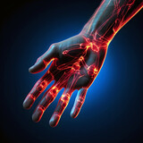 x ray of hybrid skeletal hand, ai generated.