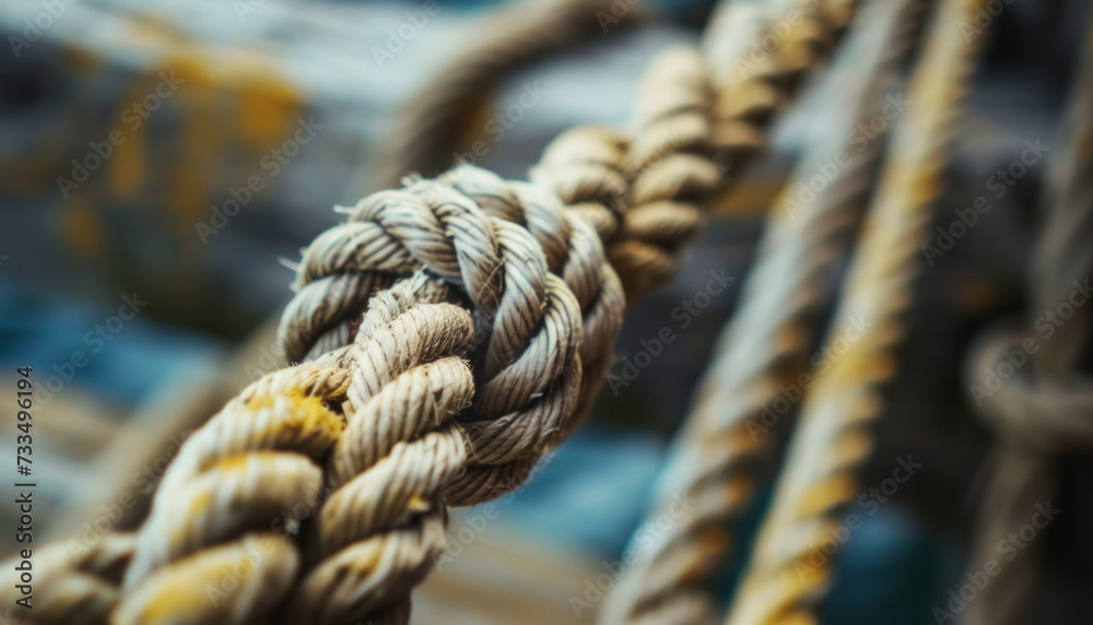 Close-Up of Knotted Rope with a Blurred Background