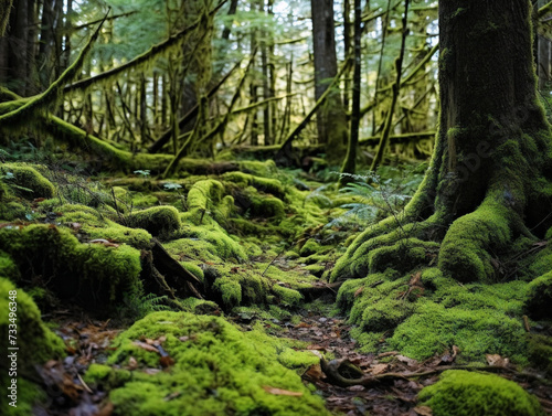 Lush forest floor adorned with vibrant moss and diverse plant species in image "00092 01 rl".