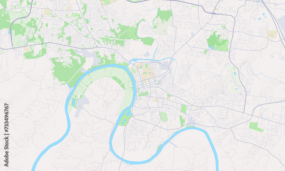 Clarksville Tennessee Map, Detailed Map of Clarksville Tennessee Stock Illustration Adobe Stock