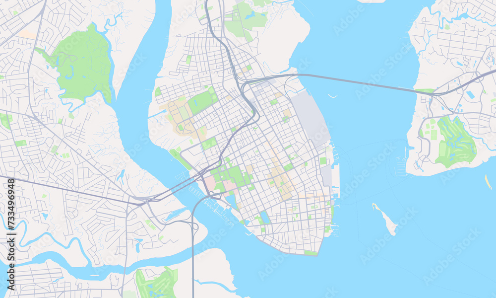 Fototapeta premium Charleston South Carolina Map, Detailed Map of Charleston South Carolina