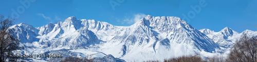 Mount Humphreys And Basin Mountain With Fresh Snow And Blue Sky Viewed From Bishop California photo