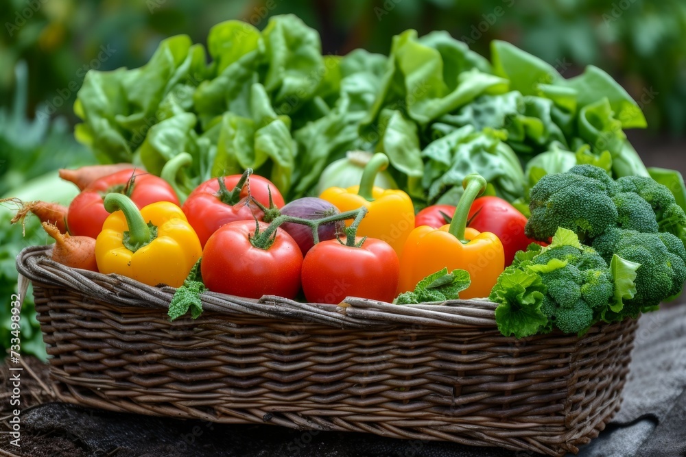 Harvest from the garden near the house. Background with selective focus and copy space Harvest from the garden near the house. Background with selective focus and copy space